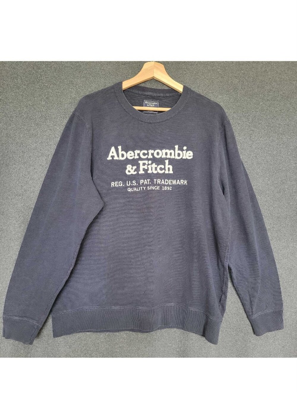 Y2K Abercrombie & Fitch Pullover Crew Neck Navy Graphic Text Long Sleeves XXL